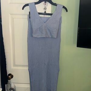 Elegant Blue Sleeveless Dress